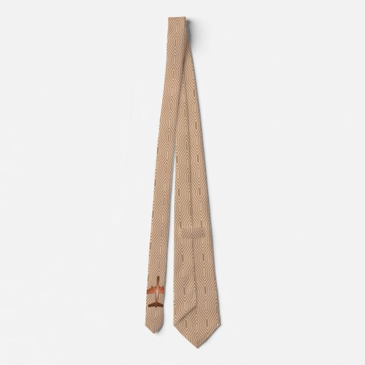 Art Deco-vliegtuig, Bronze, Gold en Rust Brown Stropdas (Achterkant)