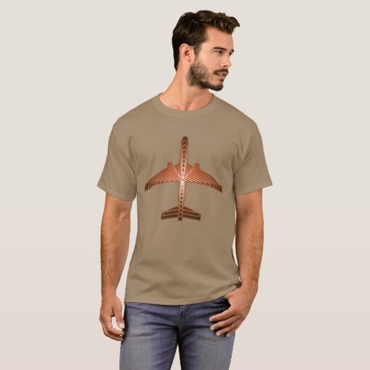Art Deco-vliegtuig, Bronze, Gold en Rust Brown T-shirt (Voorkant volledig)