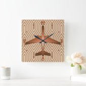Art Deco-vliegtuig, Bronze, Gold en Rust Brown Vierkante Klok (Huis)