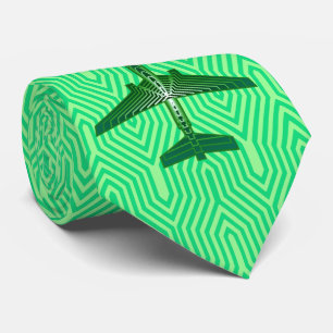 Art Deco Vliegtuig, Smaragd en Jade Groen Stropdas