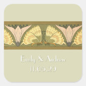 Art Deco vlinder aarde tonen Vierkante Sticker (Voorkant)