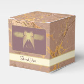 Art Deco Vlinder Bruiloft Antiek Goud en Roze Bedankdoosjes (Voorkant Zijde)