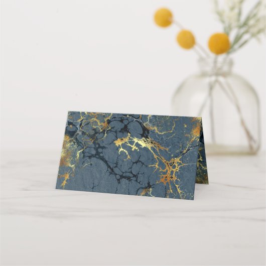 Art Deco Vlinder Bruiloft Antiek Gouden Blauwe Ten (Achterkant)