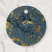 Art Deco Vlinder "Dank u" Blauw Goud Marmer Bedankjes Labels (Achterkant)