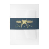 Art Deco Vlinder Monogram Blauw en Gouden Bruiloft Uitnodigingen Wikkel (Voorkant Voorbeeld)