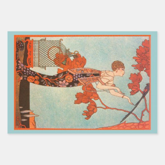 Art Deco, Vluchtige vogel van George Barbier Inpakpapier Vel (Voorkant 2)