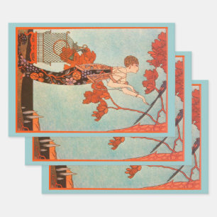 Art Deco, Vluchtige vogel van George Barbier Inpakpapier Vel