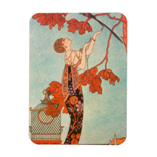  Art Deco, Vluchtige vogel van George Barbier Magneet