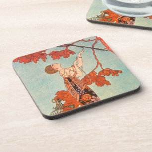  Art Deco, Vluchtige vogel van George Barbier Onderzetter