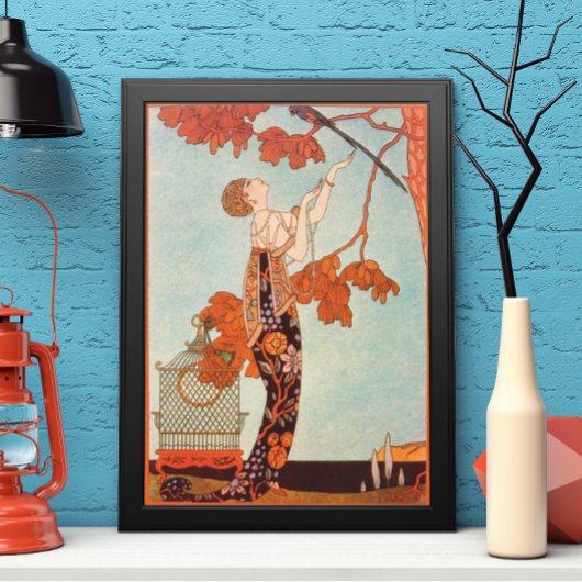 Art Deco, Vluchtige vogel van George Barbier Poster