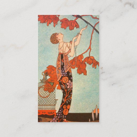 Art Deco, Vluchtige vogel van George Barbier Visitekaartje (Achterkant)