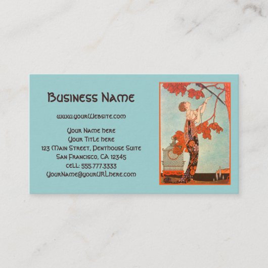  Art Deco, Vluchtige vogel van George Barbier Visitekaartje (Voorkant)