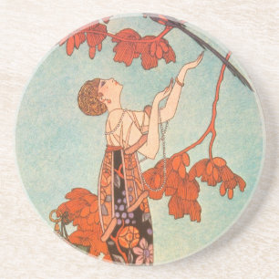  Art Deco, Vluchtige vogel van George Barbier Zandsteen Onderzetter