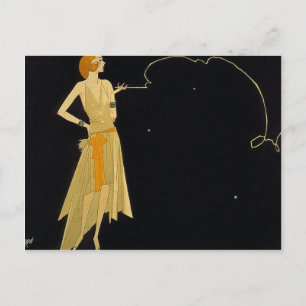 Art Deco Voman Roking Cigarette Briefkaart