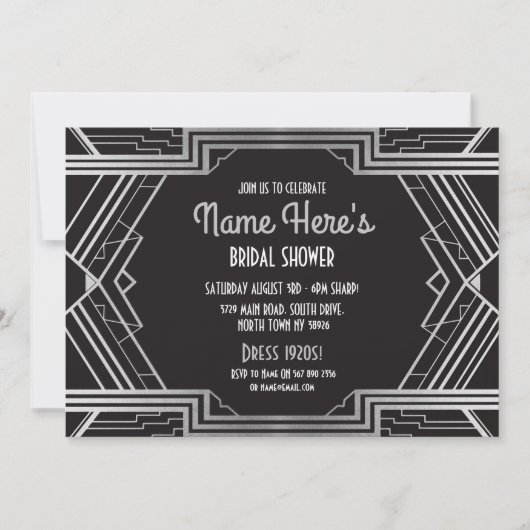 Art Deco Vrijgezellenfeest 1920-partij Gatsby Silv Kaart (Voorkant)