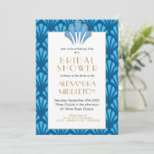 Art Deco Vrijgezellenfeest Blue Kaart (Staand voorkant)