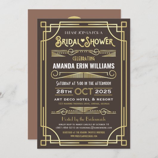 Art Deco Vrijgezellenfeest Elegant Gold Chocolade Kaart (Voorkant / Achterkant)