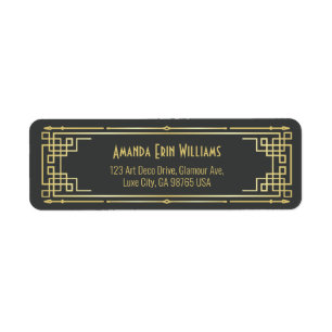 Art Deco Vrijgezellenfeest Elegant Gold Grey Retro Etiket