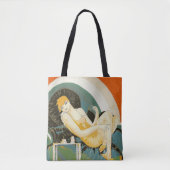 art deco-vrouw die zich richt op de bank, Chompre Draagtas (Voorkant)