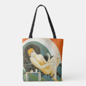 art deco-vrouw die zich richt op de bank, Chompre Draagtas (Achterkant)