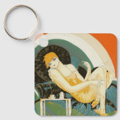 art deco-vrouw die zich richt op de bank, Chompre Sleutelhanger (Voorkant)