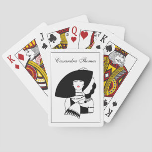 Art Deco vrouw in grote hoed handschoenen RL Pokerkaarten