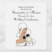 Art Deco-vrouw met bloemen die Pet C dragen Wijn Etiket (Enkel label)