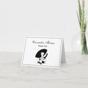 Art Deco vrouw met grote hoed handschoenen RL Bedankkaart