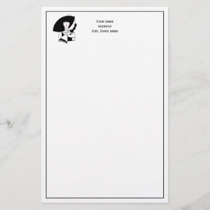 Art Deco vrouw met grote hoed handschoenen RL Briefpapier