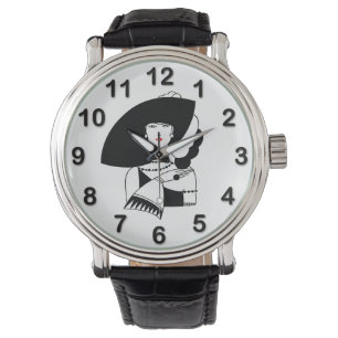 Art Deco vrouw met grote hoed handschoenen RL Horloge