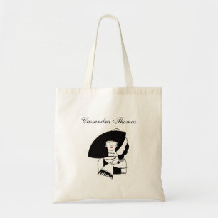 Art Deco vrouw met grote hoed handschoenen RL Tote Bag