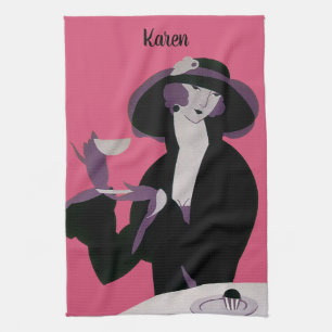 Art Deco vrouw uit grootmoeders tijd, Afternoon Te Theedoek
