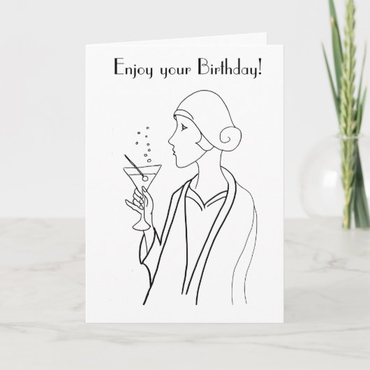 Art Deco Vrouw Verjaardag Kaart (Voorkant)