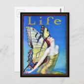 Art Deco Vrouw Vlinder Briefkaart (Voorkant / Achterkant)