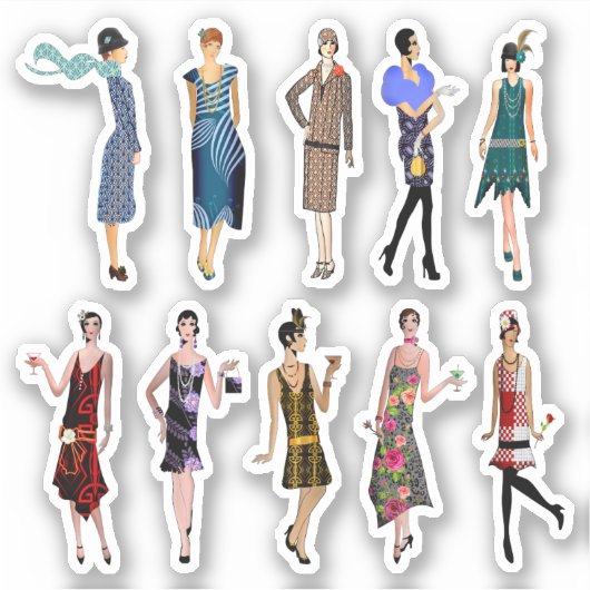 Art Deco Vrouwen Hoge Mode Sticker (Voorkant)