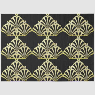 Art deco waaier schelp patroon zwart en goud vinta tissuepapier