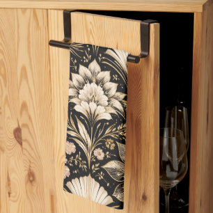 Art Deco waaier stijl bloempatroon Theedoek