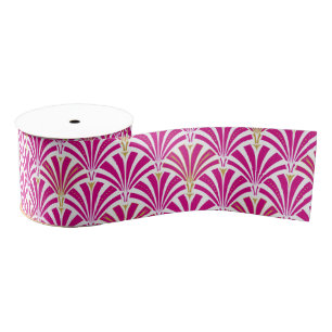 Art Deco waaierpatroon - fuchsia roze Grosgrain Lint