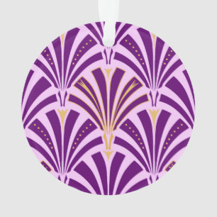 Art Deco waaierpatroon - paars en orchidee Ornament