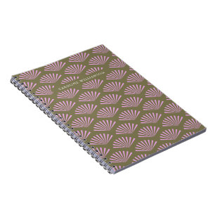 Art Deco Waaiers Olijf en Lila Bruidsdouche Custom Notitieboek