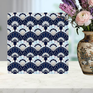 Art Deco Waaierspatroon Navy Blauwe Parel Zilver  Tegeltje