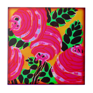 Art Deco Wallflowers - Heet Roze+ Tegeltje