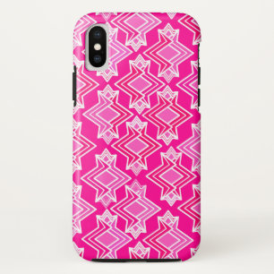 Art Deco Wallpaper Patroon, Fuchsia Pink iPhone XS Hoesje