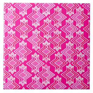 Art Deco Wallpaper Patroon, Fuchsia Pink Tegeltje