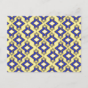 Art Deco Wallpaper Pattern, Beige and Blue Briefkaart