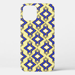 Art Deco Wallpaper Pattern, Beige and Blue iPhone 12 Hoesje