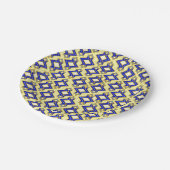 Art Deco Wallpaper Pattern, Beige and Blue Papieren Bordje (Gekanteld)