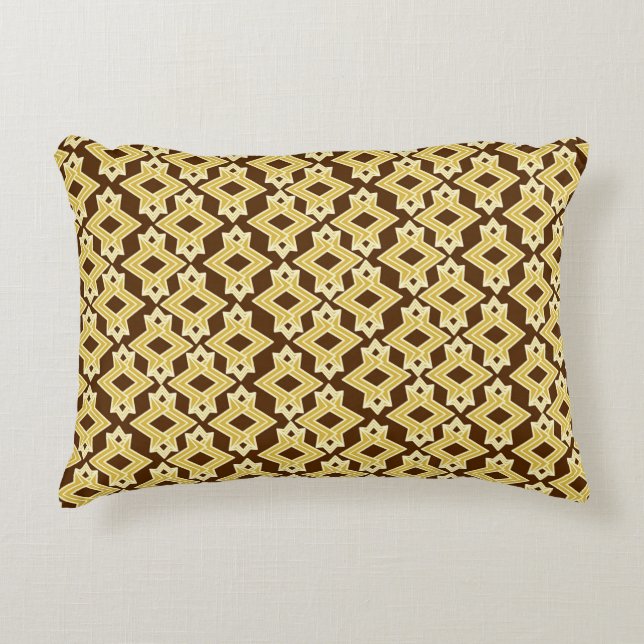 Art Deco Wallpaper Pattern, Brown and Gold Accent Kussen (Voorkant)