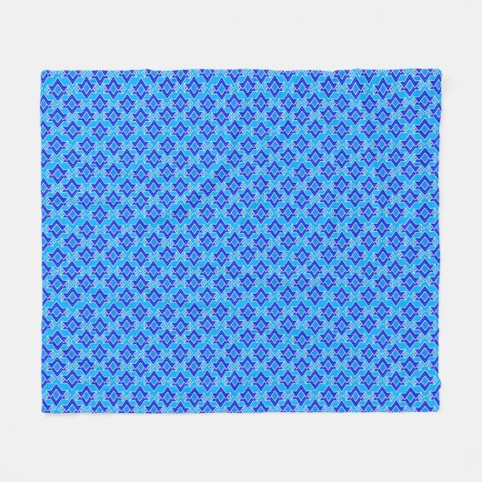 Art Deco Wallpaper Pattern, Cerulean Blue Fleece Deken (Voorkant (Horizontaal))