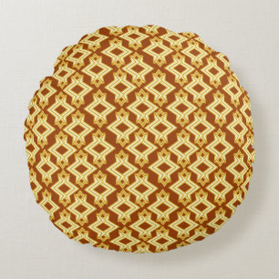 Art Deco Wallpaper Pattern, Golden Brown Rond Kussen